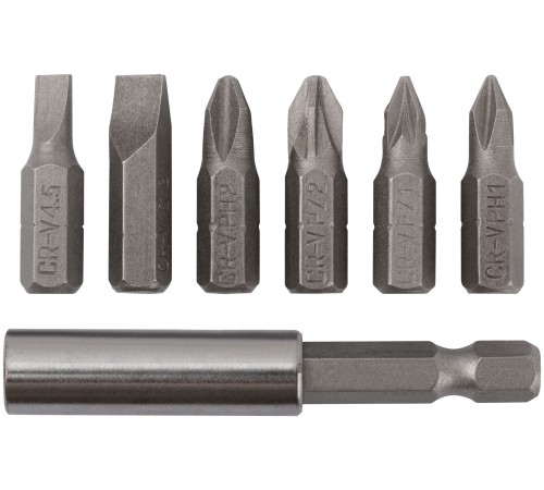 Биты набор 6 шт. CrV, 25 мм + адаптор FIT IT Биты набор 6 шт. CrV, 25 мм + адаптор FIT IT