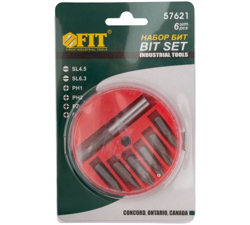 Биты набор 6 шт. CrV, 25 мм + адаптор FIT IT Биты набор 6 шт. CrV, 25 мм + адаптор FIT IT