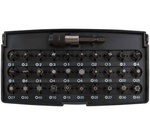 Набор бит 31 шт. S2 сталь + адаптор с защелкой FIT IT Набор бит 31 шт. S2 сталь + адаптор с защелкой FIT IT