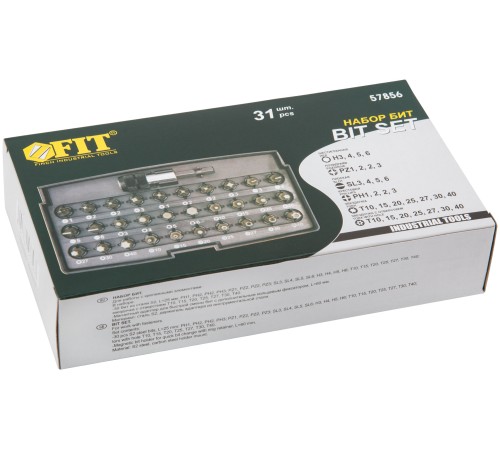 Набор бит 31 шт. S2 сталь + адаптор с защелкой FIT IT Набор бит 31 шт. S2 сталь + адаптор с защелкой FIT IT
