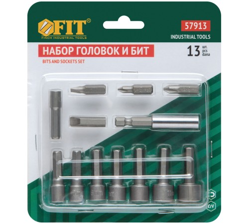 Набор бит и головок 13 шт. FIT IT Набор бит и головок 13 шт. FIT IT