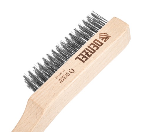 Щетка зачистная 5-и рядная, прямая проволока из нержавеющей стали с деревянной ручкой, EFP// Denzel