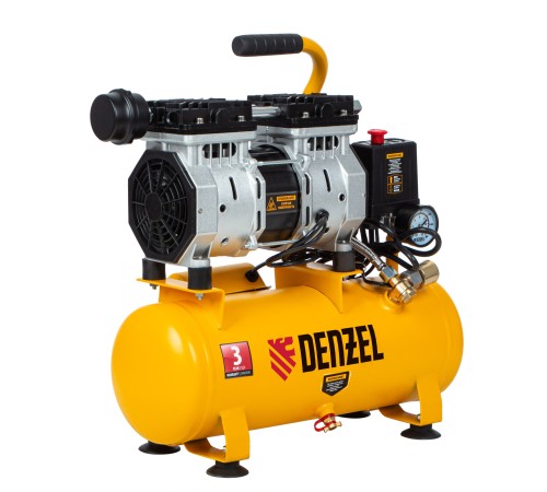 Компрессор DLS650/10 безмаслянный малошумный 650 Вт, 120 л/мин, ресивер 10 л Denzel Компрессор DLS650/10 безмаслянный малошумный 650 Вт, 120 л/мин, ресивер 10 л Denzel