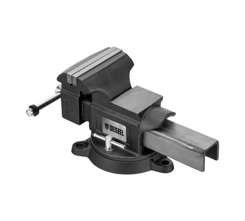 Тиски слесарные BVH-150, 150 мм, поворотные, стальная направляющая, с наковальней //Denzel