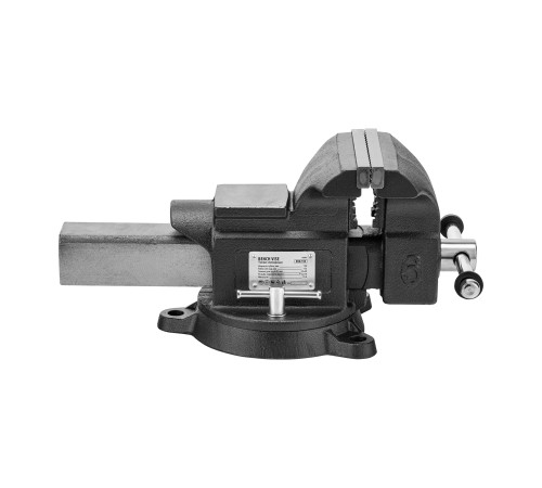 Тиски слесарные BVH-150, 150 мм, поворотные, стальная направляющая, с наковальней //Denzel