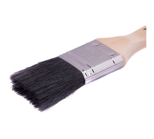 Кисть плоская, натуральная черная щетина, деревянная ручка 1.5