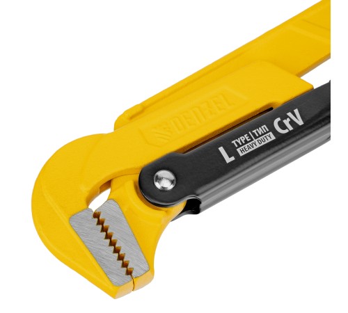 Ключ трубный рычажный №1", 1", цельнокованый, CrV, тип "L" Denzel