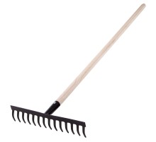 Грабли стальные, 360х1300 мм, 14 прямых зубьев, деревянный черенок, Сибртех