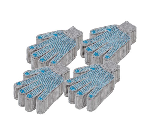 Перчатки трикотажные, х/б, 200 пар, ПВХ точка, 4 нити, 10 класс Сибртех