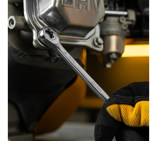 Набор ключей комбинированных трещоточных 6-19 мм, 12 шт., CrV, матовый хром Denzel