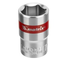 Головка торцевая, 17 мм, шестигранная, CrV, под квадрат 1/2, хромированная Matrix Головка торцевая, 17 мм, шестигранная, CrV, под квадрат 1/2, хромированная Matrix