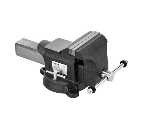 Тиски слесарные BVH-150, 150 мм, поворотные, стальная направляющая, с наковальней //Denzel