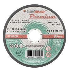 Круг отрезной по металлу и нержавеющей стали, 125 х 1.2 х 22 мм, Премиум "Луга"