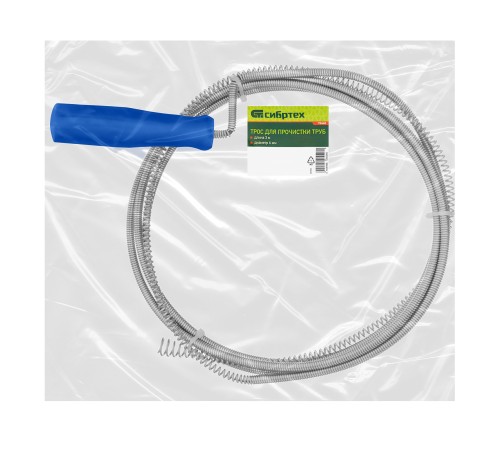 Трос для прочистки труб, L-3 м, D 6 мм Сибртех Трос для прочистки труб, L-3 м, D 6 мм Сибртех
