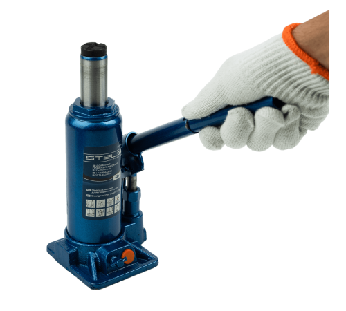 Домкрат гидравлический бутылочный, 4 т, H подъема 195-380 мм, в пластиковом кейсе Stels