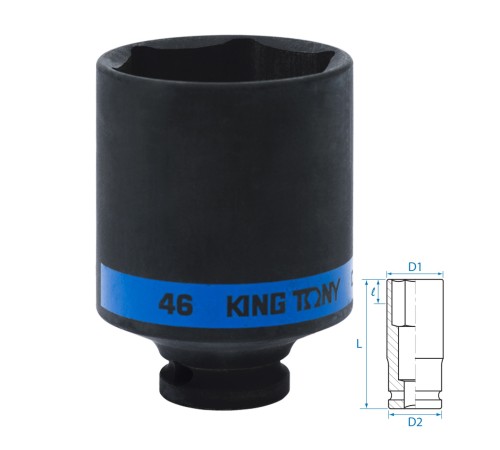 Головка торцевая ударная глубокая шестигранная 1/2", 46 мм KING TONY 443546M Головка торцевая ударная глубокая шестигранная 1/2", 46 мм KING TONY 443546M