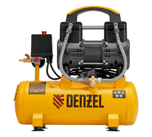 Компрессор безмасл. малошумный DLP-950/10, 950Вт,10 л, 2850 об/мин, 170 л/мин Denzel