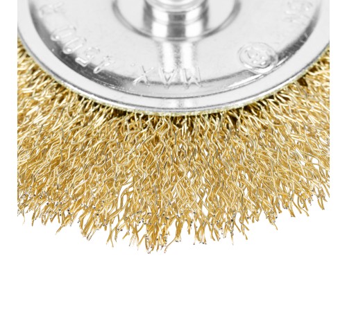 Щетка для дрели 100 мм, плоская со шпилькой, латунированная витая проволока Matrix