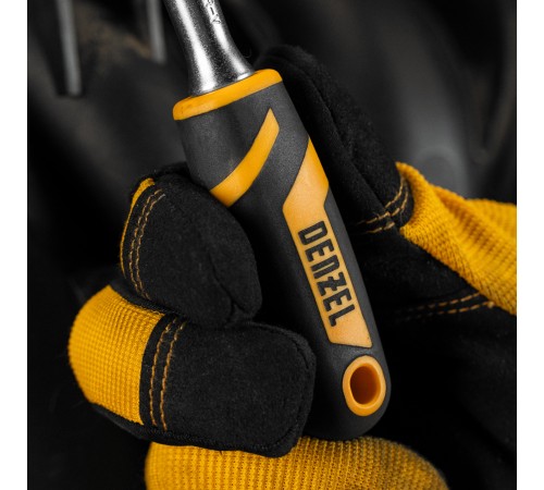 Ключ-трещотка 1/4", 90 зубьев, с быстрым сбросом, CrV Denzel