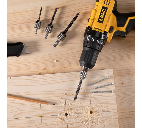 Набор сверл зенкеров по дереву, 3-10 мм, 7 шт // Denzel