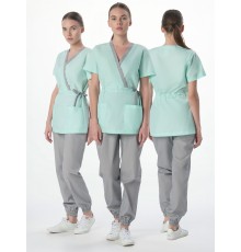 Костюм женский Симпл-001 (тк.Смесовая,120) MedLine, серый/мятный Костюм женский Симпл-001 (тк.Смесовая,120) MedLine, серый/мятный
