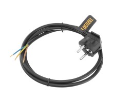 Шнур сетевой Energy Series, ПВС, 1,5 м, 3 x 1 мм, с неразборной вилкой, черный, Denzel