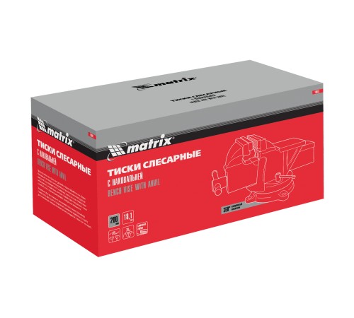 Тиски слесарные, 200 мм, поворотные, с наковальней// Matrix