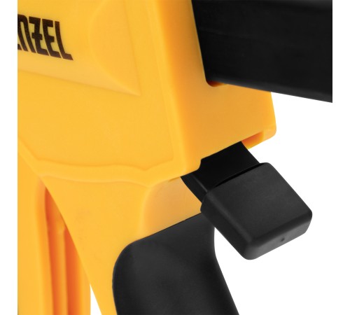 Струбцина F-образная,быстрозаж., 8"x 2 3/4", 200х70мм, пласт.корпус,фиксатор,двухк. рук-ка Denzel