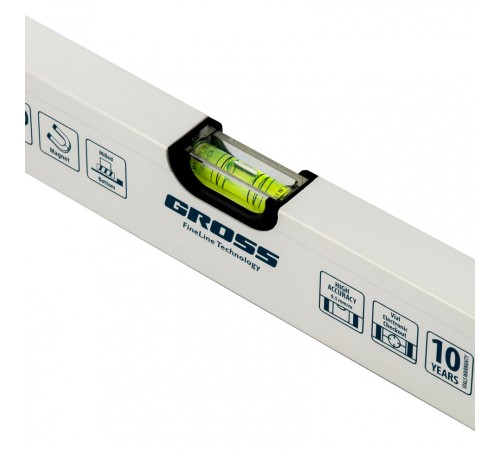 Уровень алюминиевый, 800 мм, фрезерованный, 3 глазка, магнитный Gross