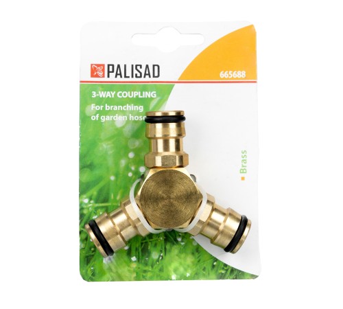 Тройник для разветвления или соединения, штуцерный, латунный Palisad