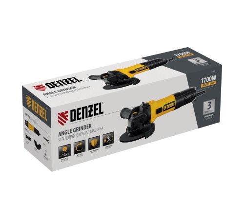 Машина шлифовальная угловая AGB125-1700, 1700 Вт, 125 мм, 3000-11000 об/мин Denzel