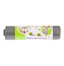 Пакеты для мусора 60 л х 20 шт, серые, Elfe