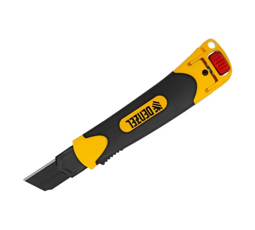 Нож, 25 мм, сменное лезвие, SK4, корпус из ABS + TPR, торцевой зажим Denzel