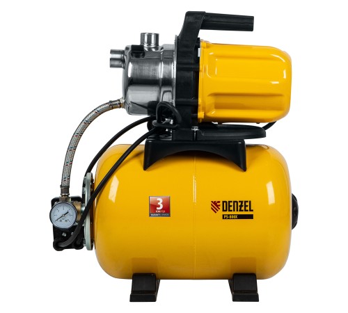 Насосная станция PS800X, 800 Вт, 3200 л/ч, ресивер 24 л, подъем 38 м, нержавейка Denzel Насосная станция PS800X, 800 Вт, 3200 л/ч, ресивер 24 л, подъем 38 м, нержавейка Denzel