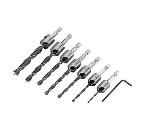 Набор сверл зенкеров по дереву, 3-10 мм, 7 шт // Denzel