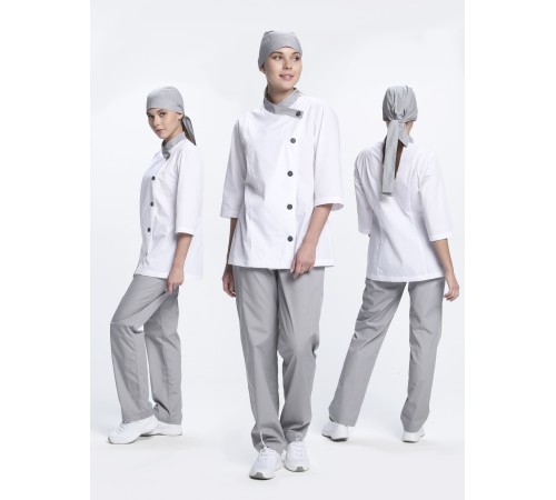 Костюм женский Канди (тк.ТиСи,120), серый/белый