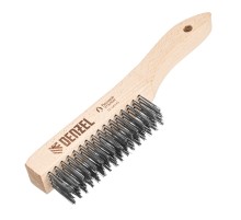 Щетка зачистная 5-и рядная, прямая проволока из нержавеющей стали с деревянной ручкой, EFP// Denzel