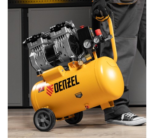 Компрессор DLS950/24 безмаслянный малошумный 950 Вт, 165 л/мин, ресивер 24 л Denzel