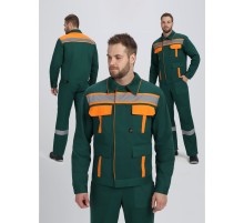 Костюм ИТР СОП IMP (тк.Саржа,250) брюки, т.зеленый/оранжевый