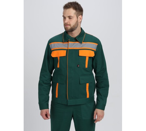 Костюм ИТР СОП IMP (тк.Саржа,250) брюки, т.зеленый/оранжевый