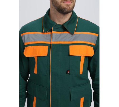 Костюм ИТР СОП IMP (тк.Саржа,250) брюки, т.зеленый/оранжевый