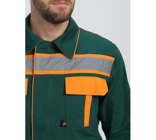 Костюм ИТР СОП IMP (тк.Саржа,250) брюки, т.зеленый/оранжевый