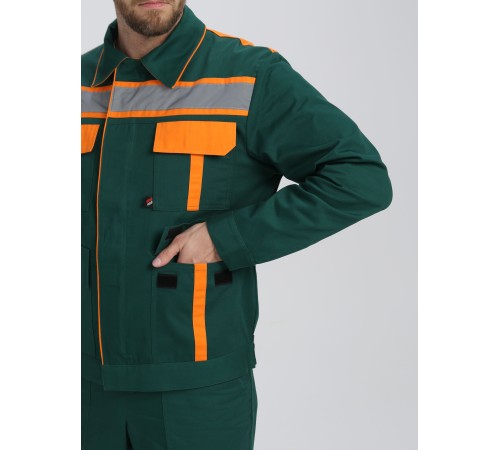 Костюм ИТР СОП IMP (тк.Саржа,250) брюки, т.зеленый/оранжевый