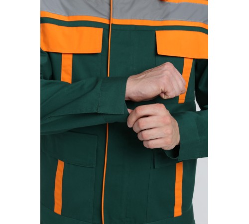 Костюм ИТР СОП IMP (тк.Саржа,250) брюки, т.зеленый/оранжевый