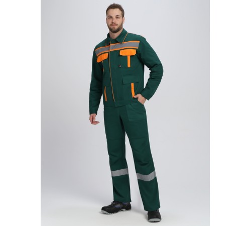 Костюм ИТР СОП IMP (тк.Саржа,250) брюки, т.зеленый/оранжевый