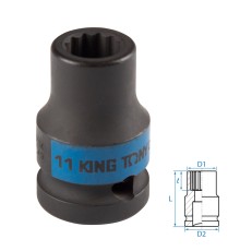 Головка торцевая ударная двенадцатигранная 1/2", 11 мм KING TONY 453011M