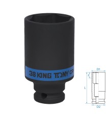 Головка торцевая ударная глубокая шестигранная 1/2", 38 мм KING TONY 443538M