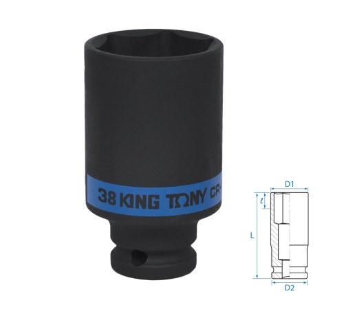 Головка торцевая ударная глубокая шестигранная 1/2", 38 мм KING TONY 443538M Головка торцевая ударная глубокая шестигранная 1/2", 38 мм KING TONY 443538M