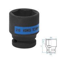Головка торцевая ударная шестигранная 1/2", 26 мм KING TONY 453526M Головка торцевая ударная шестигранная 1/2", 26 мм KING TONY 453526M