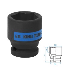 Головка торцевая ударная шестигранная 1/2", 26 мм KING TONY 453526M